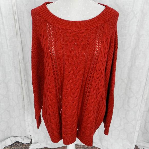 Lovers + Friends So Good Cable Knit Sweater Size S Red Pullover Jumper Chunky - Picture 2 of 9